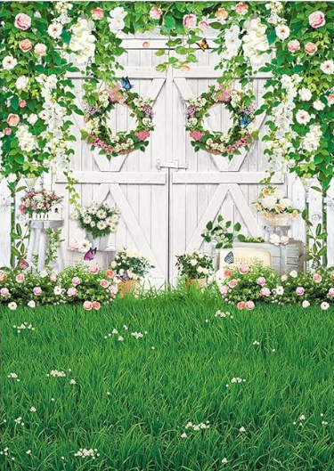 Photo backdrop: Wooden fence with flowers